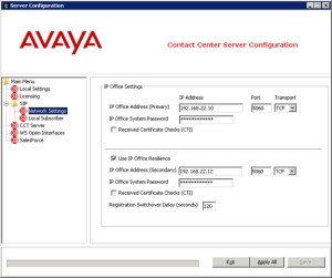 Avaya Contact center select Configuration